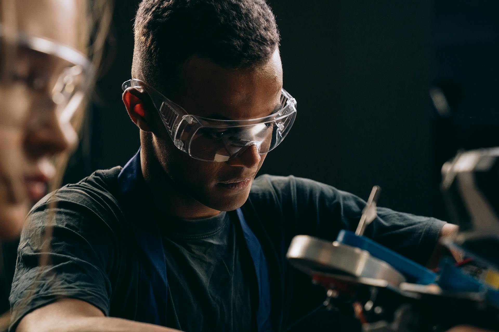 Man working on precision machining