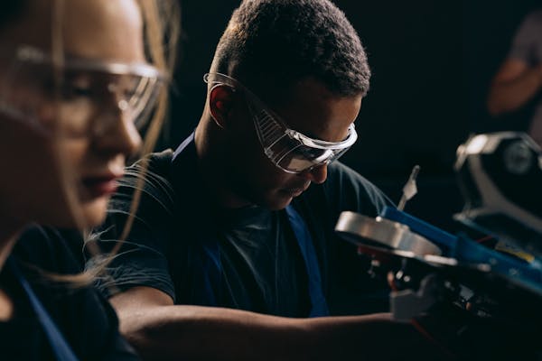 Man working on precision machining